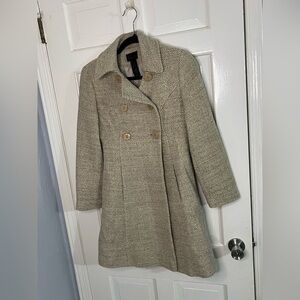 Via Spiga Beige Herringbone Pea Coat